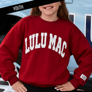 LuLu Mac Girls Crimson White Puff Sweatshirt - All About Me Boutique