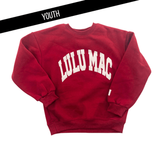 LuLu Mac Girls Crimson White Puff Sweatshirt - All About Me Boutique