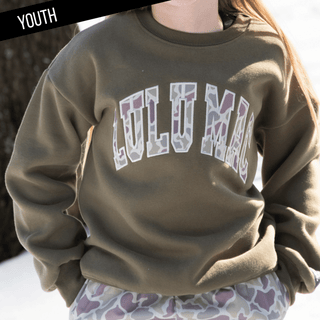 LuLu Mac Girls Green Camo Logo Sweatshirt - All About Me Boutique