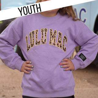 LuLu Mac Girls Leopard Lavender Sweatshirt - All About Me Boutique