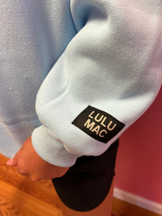 LuLu Mac Girls Leopard Light Blue Sweatshirt - All About Me Boutique