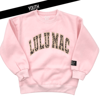 LuLu Mac Girls Leopard Light Pink Sweatshirt - All About Me Boutique