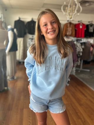 Lulu Mac Girls Light Blue Monochromatic Crewneck Sweatshirt - All About Me Boutique