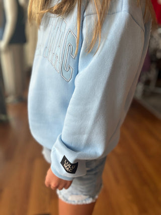 Lulu Mac Girls Light Blue Monochromatic Crewneck Sweatshirt - All About Me Boutique