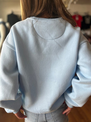 Lulu Mac Girls Light Blue Monochromatic Crewneck Sweatshirt - All About Me Boutique