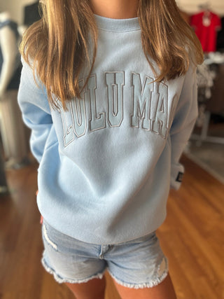Lulu Mac Girls Light Blue Monochromatic Crewneck Sweatshirt - All About Me Boutique