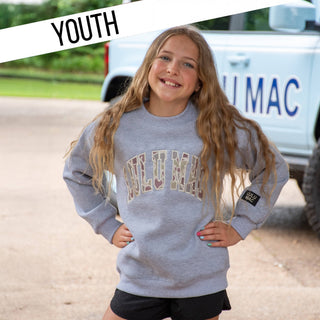 Lulu Mac Girls Light Grey Camo Logo Sweatshirt - All About Me Boutique