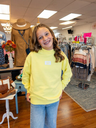 LuLu Mac Girls Long Sleeve French Terry Cloth Top - Yellow - All About Me Boutique