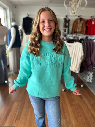 Lulu Mac Girls Mint Monochromatic Crewneck Sweatshirt - All About Me Boutique