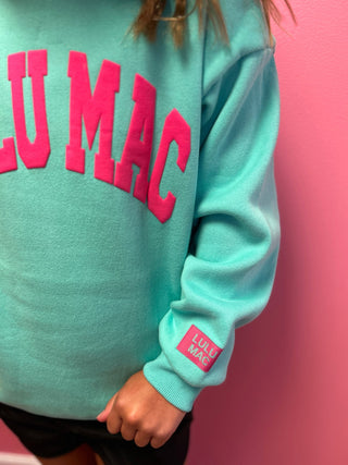 LuLu Mac Girls Mint/Hot Pink Puff Sweatshirt - All About Me Boutique