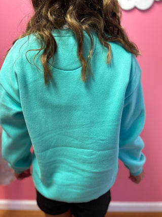 LuLu Mac Girls Mint/Hot Pink Puff Sweatshirt - All About Me Boutique