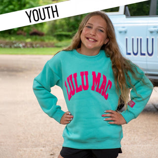 LuLu Mac Girls Mint/Hot Pink Puff Sweatshirt - All About Me Boutique