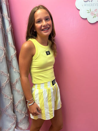 LuLu Mac Girls Neon Yellow Solid Tank - All About Me Boutique