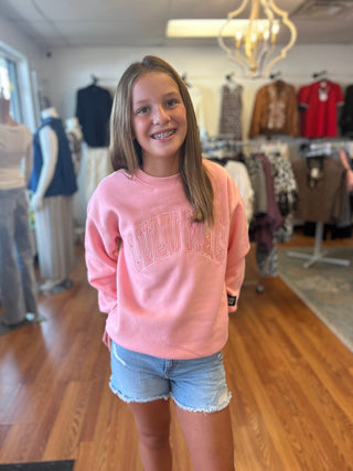 Lulu Mac Girls Peach Monochromatic Crewneck Sweatshirt - All About Me Boutique