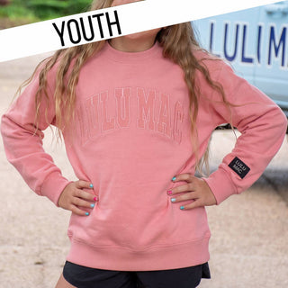Lulu Mac Girls Peach Monochromatic Crewneck Sweatshirt - All About Me Boutique