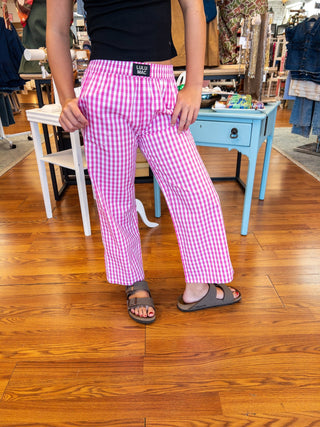 LuLu Mac Girls Pink Gingham Pants - All About Me Boutique