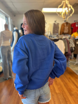 Lulu Mac Girls Royal Blue & White Puff Sweatshirt - All About Me Boutique