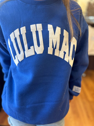 Lulu Mac Girls Royal Blue & White Puff Sweatshirt - All About Me Boutique