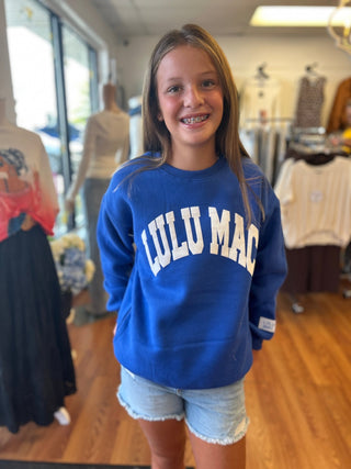 Lulu Mac Girls Royal Blue & White Puff Sweatshirt - All About Me Boutique