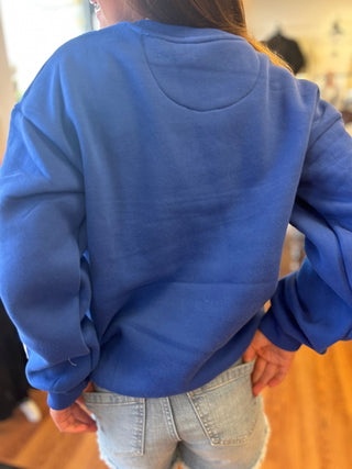 Lulu Mac Girls Royal Blue & White Puff Sweatshirt - All About Me Boutique