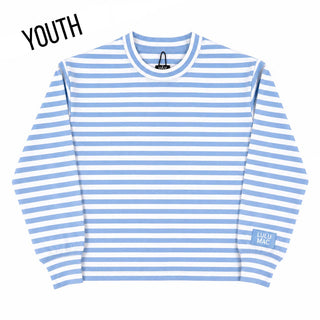 LuLu Mac Girls Stripe Monochrome Patch Long Sleeve Top - Light Blue - All About Me Boutique