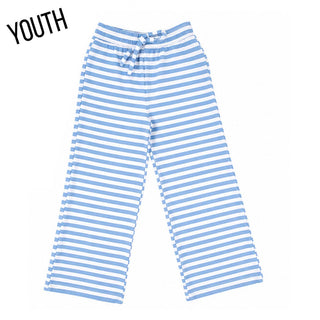 LuLu Mac Girls Stripe Monochrome Patch Pant - Light Blue - All About Me Boutique