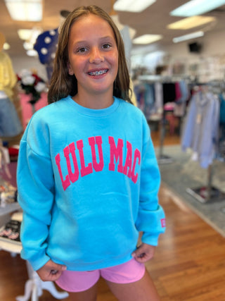 Lulu Mac Girls Sweatshirt Blue - Pink Puff - All About Me Boutique