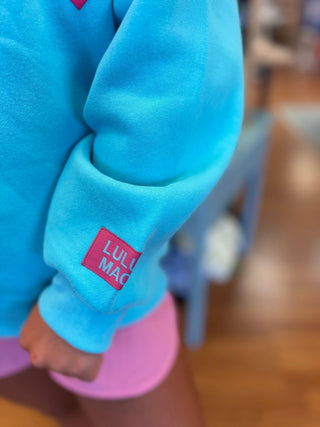 Lulu Mac Girls Sweatshirt Blue - Pink Puff - All About Me Boutique