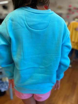 Lulu Mac Girls Sweatshirt Blue - Pink Puff - All About Me Boutique