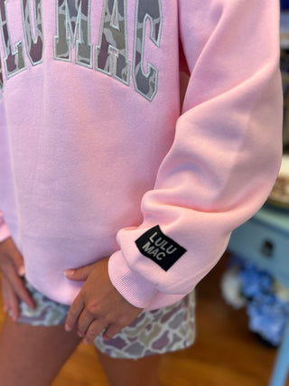 Lulu Mac Girls Sweatshirt Light Pink Camo Stitch - All About Me Boutique