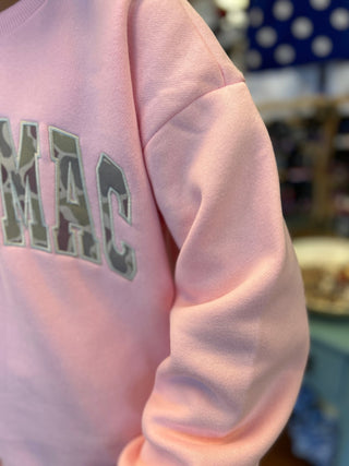 Lulu Mac Girls Sweatshirt Light Pink Camo Stitch - All About Me Boutique