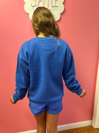 LuLu Mac Royal/Pink Puff Sweatshirt - All About Me Boutique