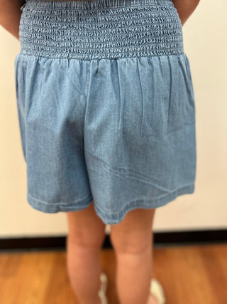 May Girls Chambray Flowy Shorts - All About Me Boutique