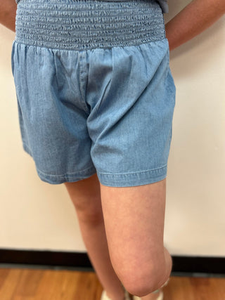 May Girls Chambray Flowy Shorts - All About Me Boutique