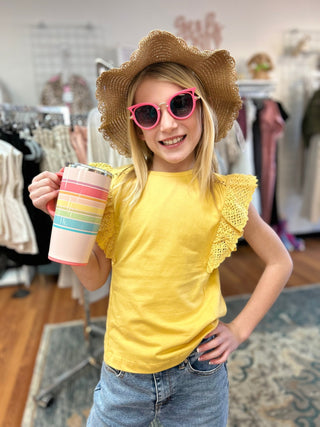 May-Girls Lace Detail T-Shirt - All About Me Boutique