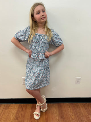 May Girls Oceano Smocked Waist Skirt - All About Me Boutique