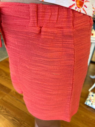 Mayoral Girls Coral Textured Knit Pull-On Shorts with Tie Waist - All About Me Boutique