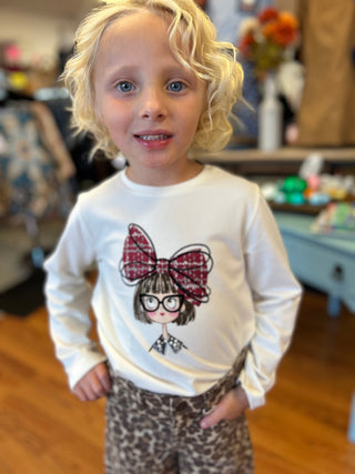 Mayoral Girls’ Doll Graphic Long Sleeve T-Shirt with Oversized Bow - All About Me Boutique