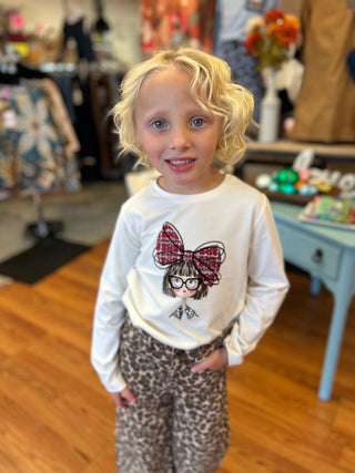 Mayoral Girls’ Doll Graphic Long Sleeve T-Shirt with Oversized Bow - All About Me Boutique
