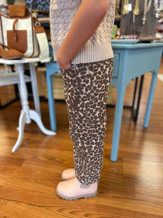 Mayoral Girls' Leopard Print Wide-Leg Cotton Twill Pants - All About Me Boutique