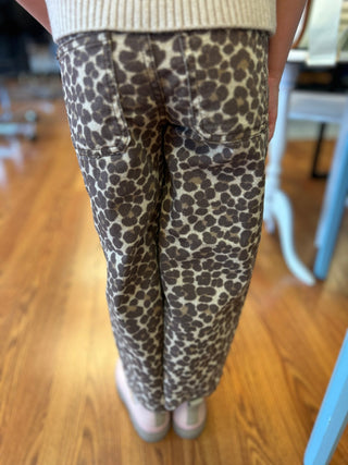 Mayoral Girls' Leopard Print Wide-Leg Cotton Twill Pants - All About Me Boutique