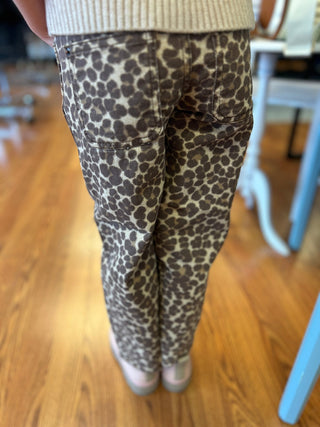 Mayoral Girls' Leopard Print Wide-Leg Cotton Twill Pants - All About Me Boutique
