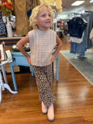 Mayoral Girls' Leopard Print Wide-Leg Cotton Twill Pants - All About Me Boutique