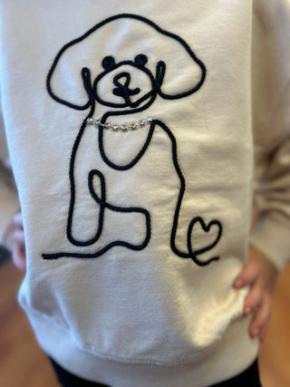 Mayoral Girls Poodle Embroidered Long Sleeve Tee with Rhinestone Detail - All About Me Boutique