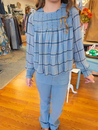Mayoral Girls Smocked Plaid Chiffon Blouse - All About Me Boutique