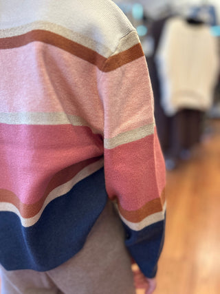 Mayoral Girls Striped Metallic Knit Sweater – Indigo Multi - All About Me Boutique