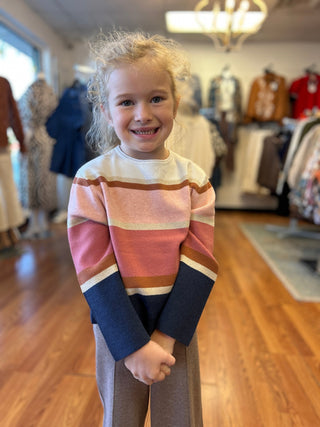 Mayoral Girls Striped Metallic Knit Sweater – Indigo Multi - All About Me Boutique