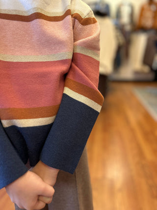 Mayoral Girls Striped Metallic Knit Sweater – Indigo Multi - All About Me Boutique