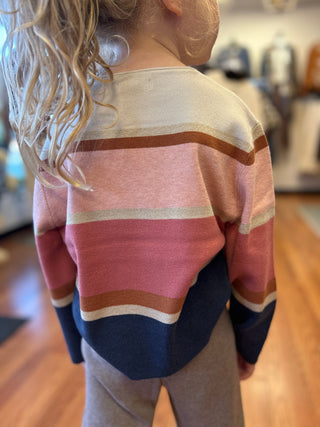 Mayoral Girls Striped Metallic Knit Sweater – Indigo Multi - All About Me Boutique
