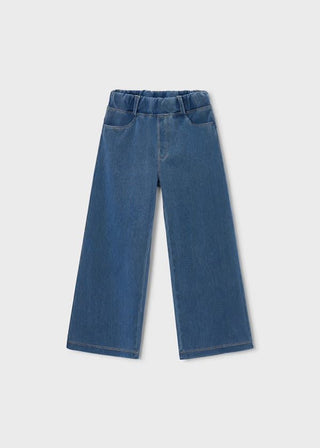 Mayoral Girls Wide-Leg Knit Denim Pants – Soft Stretch Comfort - All About Me Boutique